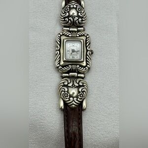 Brighton Venice Watch Leather Band NEW BATTERY Vintage Brown Leather